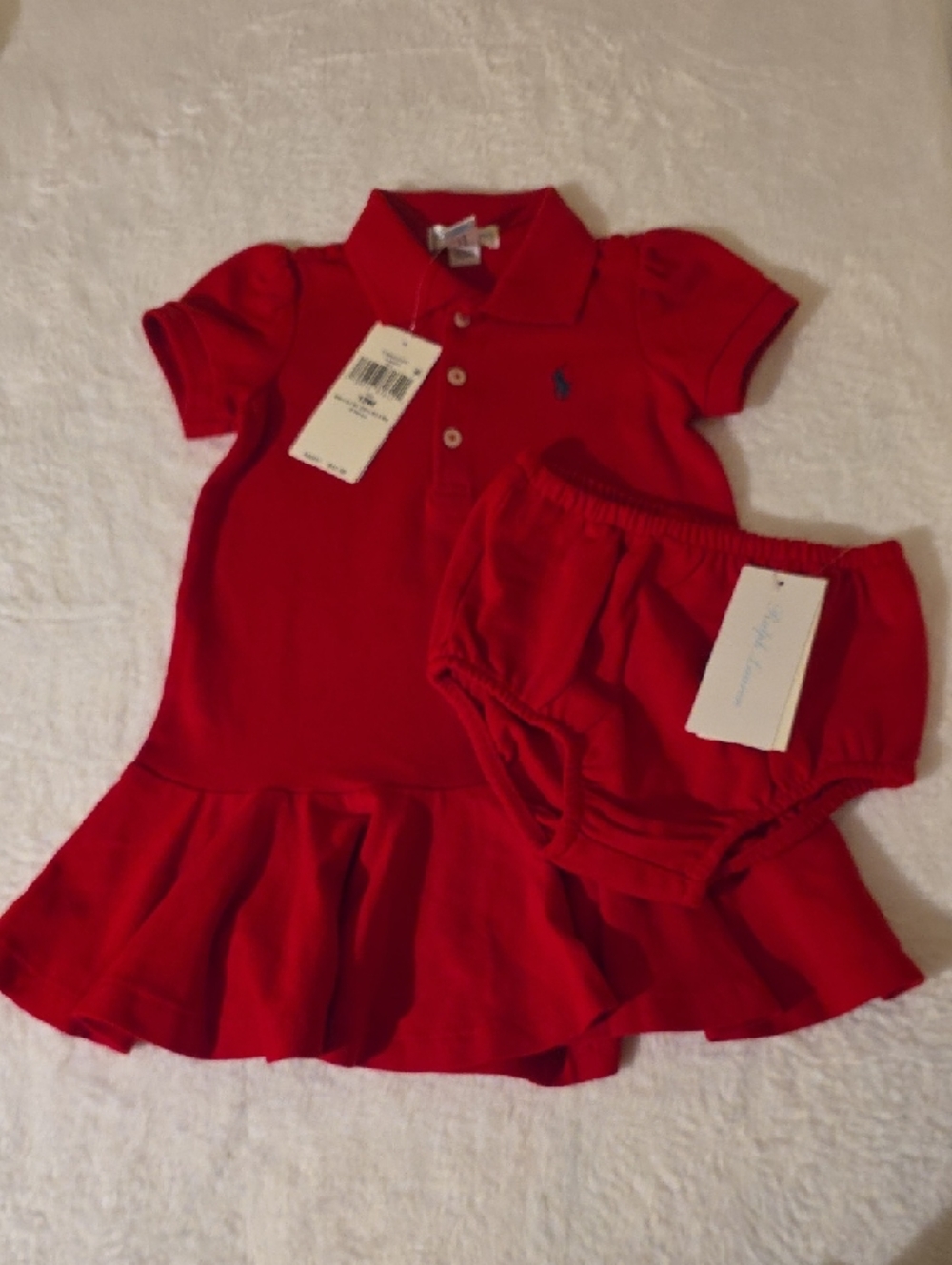 Polo by Ralph Lauren Red Girls' Polo Dress Set with Bloomers
